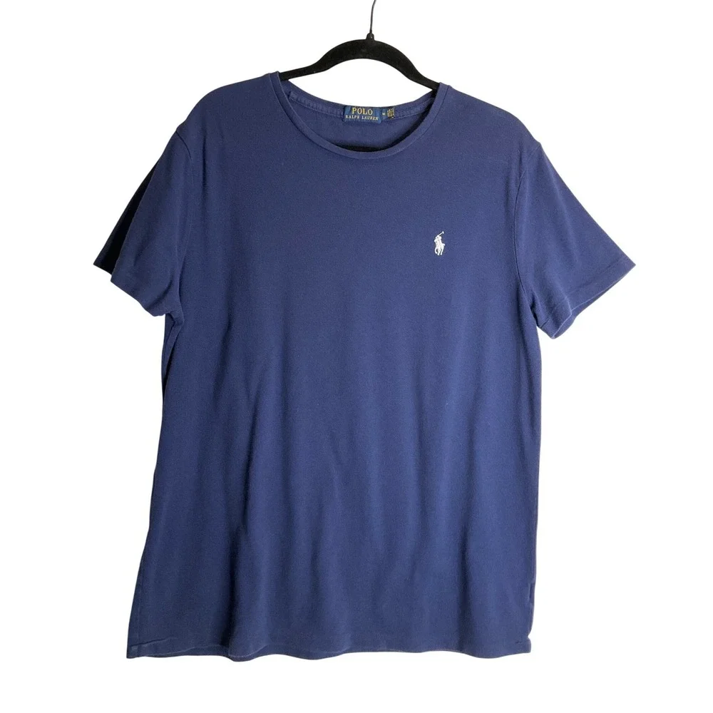 Polo Ralph Lauren Blue Short Sleeve T-Shirt White Pony Preppy Casual M